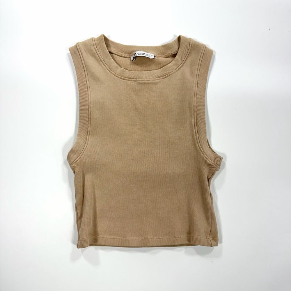 Zara Tan Stretch Crop Tank – Size M